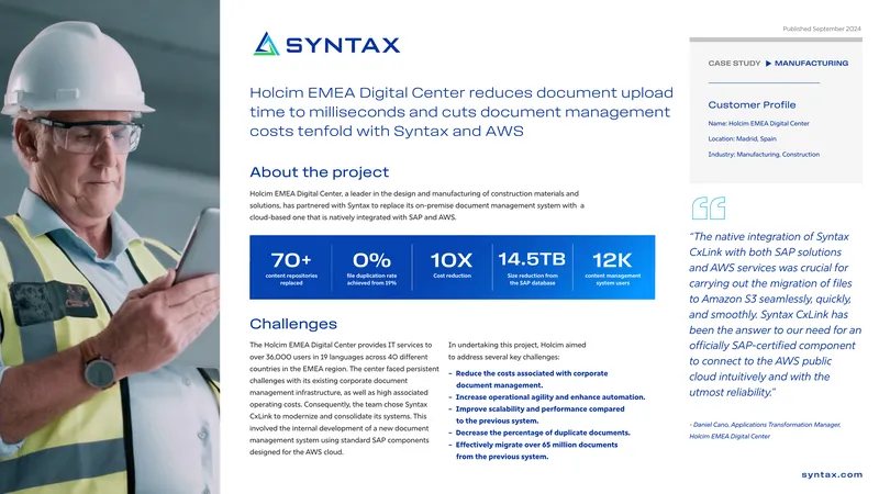Holcim EMEA Digital Center Document Management Case Study