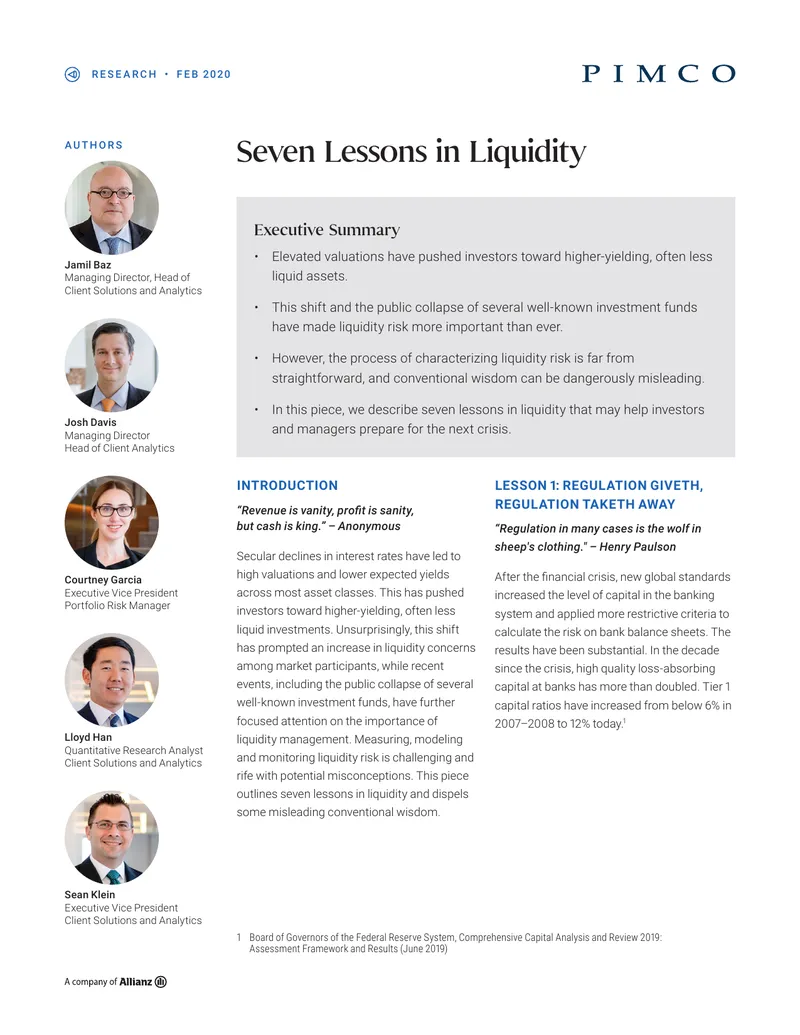 Seven Lessons in Liquidity Management