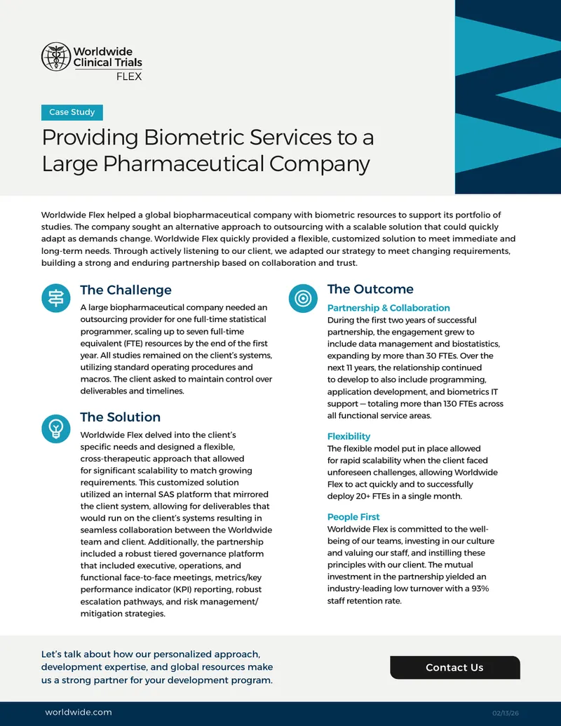Providing Biometric Services to a Large Pharmaceutical Company