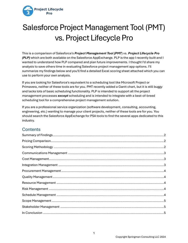 Comparison of Salesforce Project Management Tools
