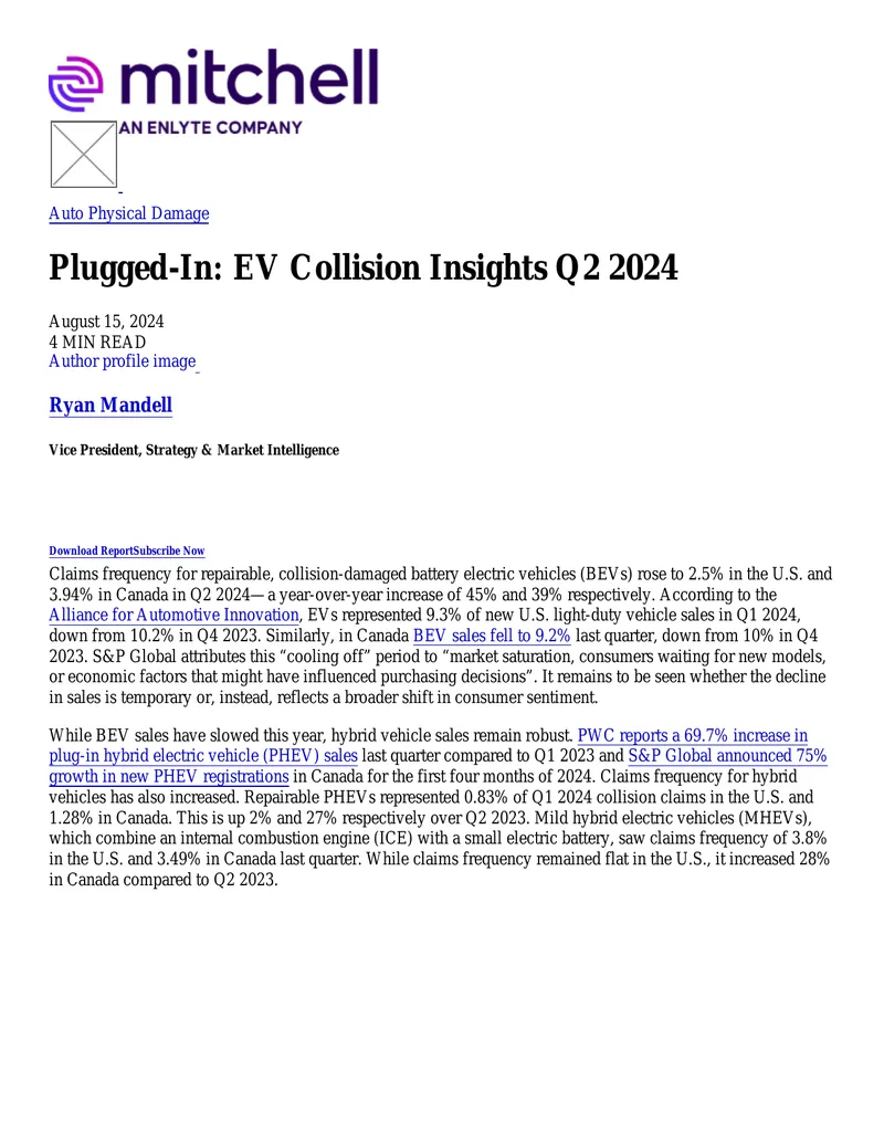 EV Collision Insights Report for Q2 2024