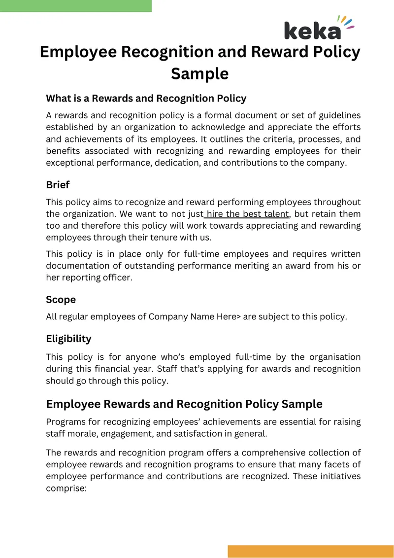 Rewards and Recognition Policy Framework
