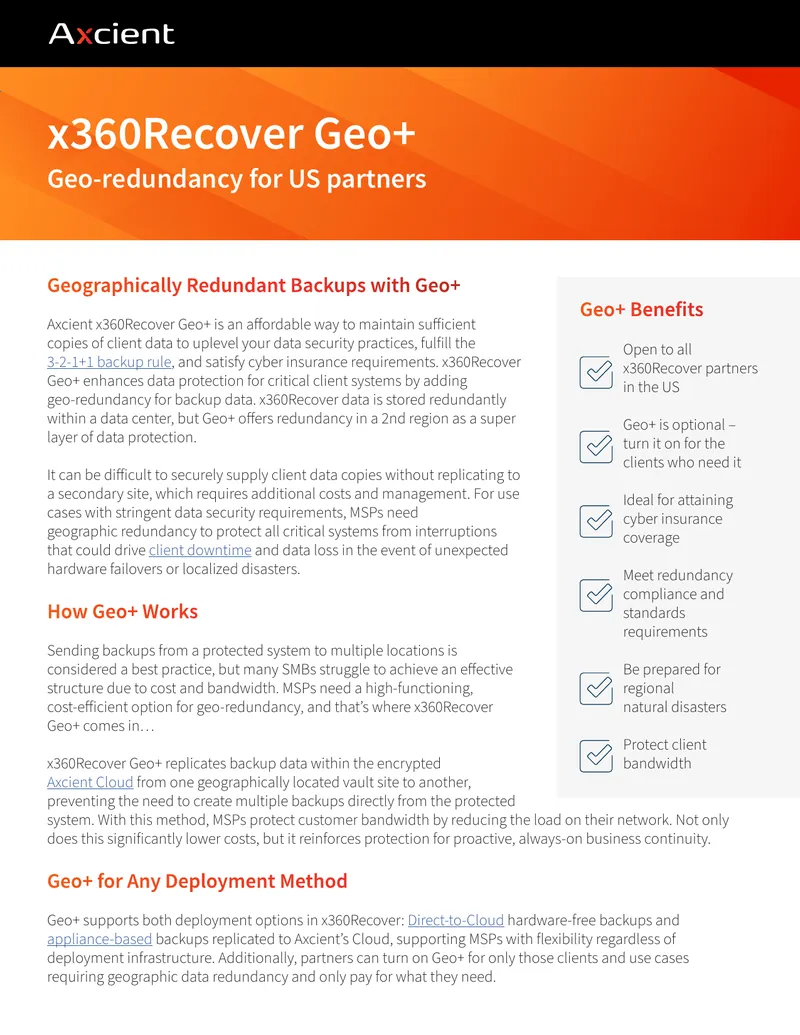 Geographically Redundant Backups with Geo+