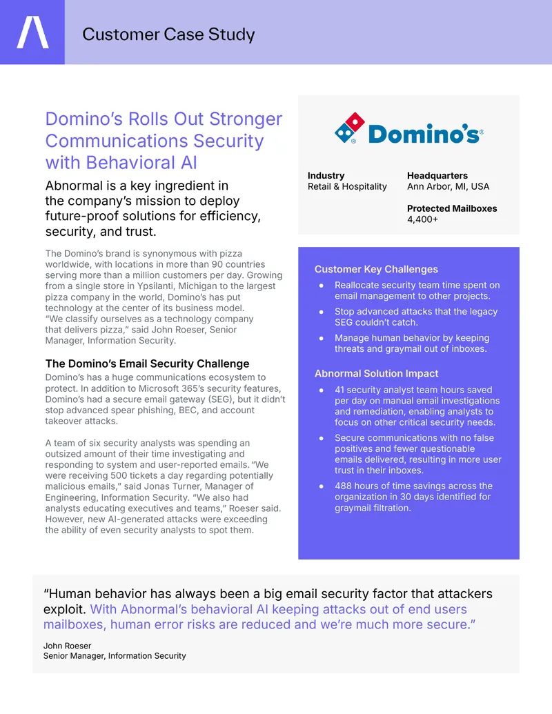 Domino's Communications Security Enhancement with AI
