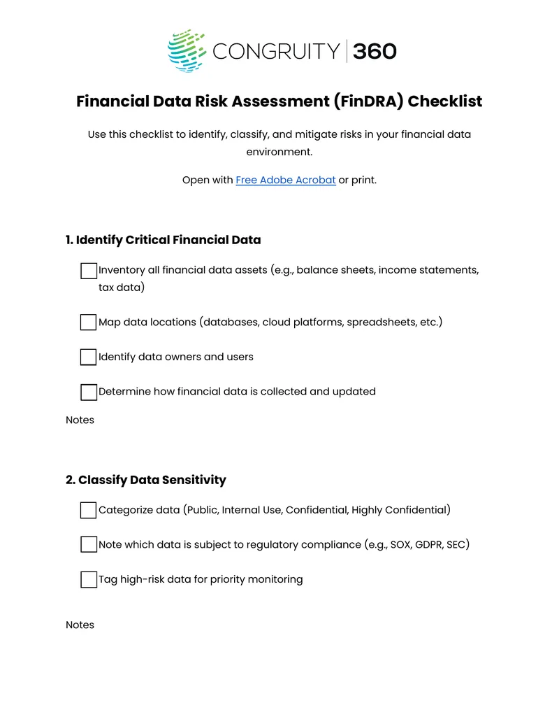 Financial Data Risk Assessment Checklist