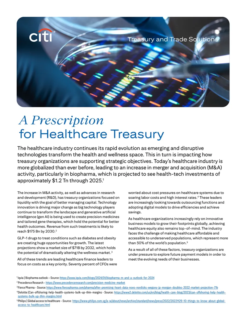 Healthcare Treasury Management in a Transforming Industry