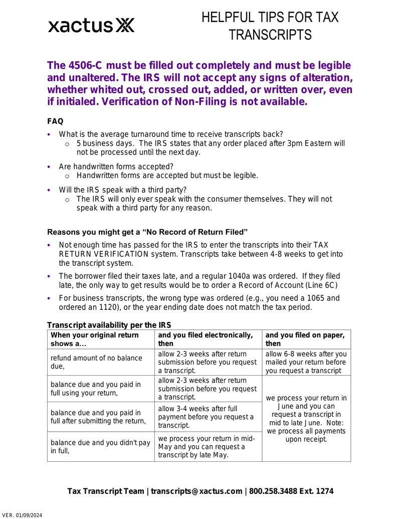 Helpful Tips for Tax Transcripts