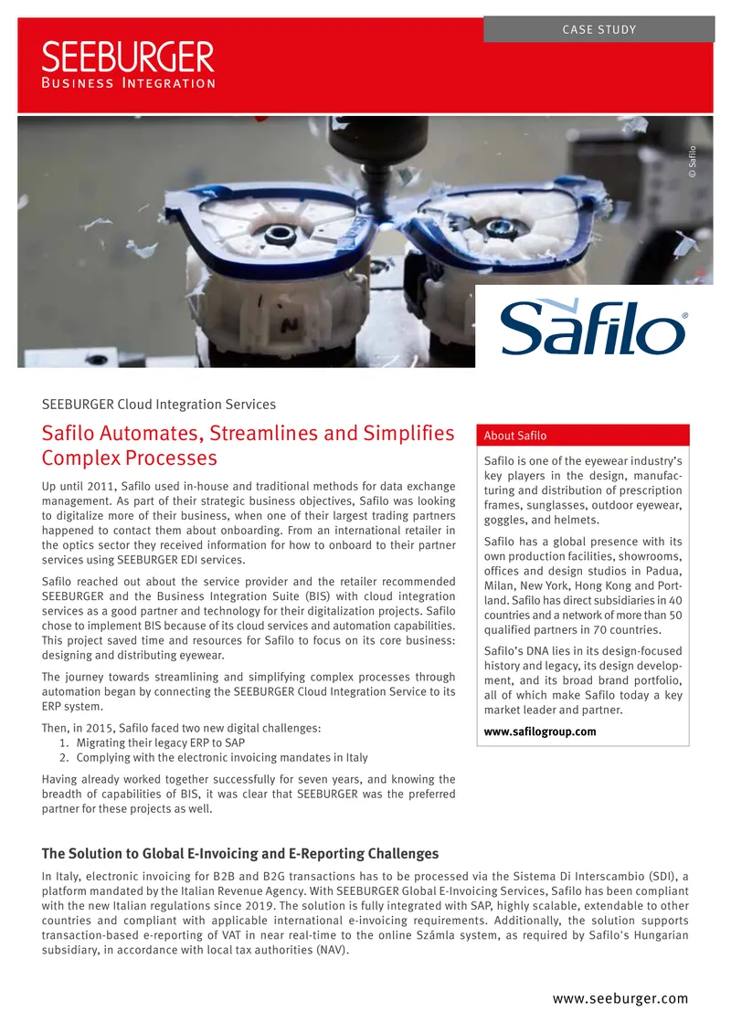 Safilo Cloud Integration Services Case Study preview page 1
