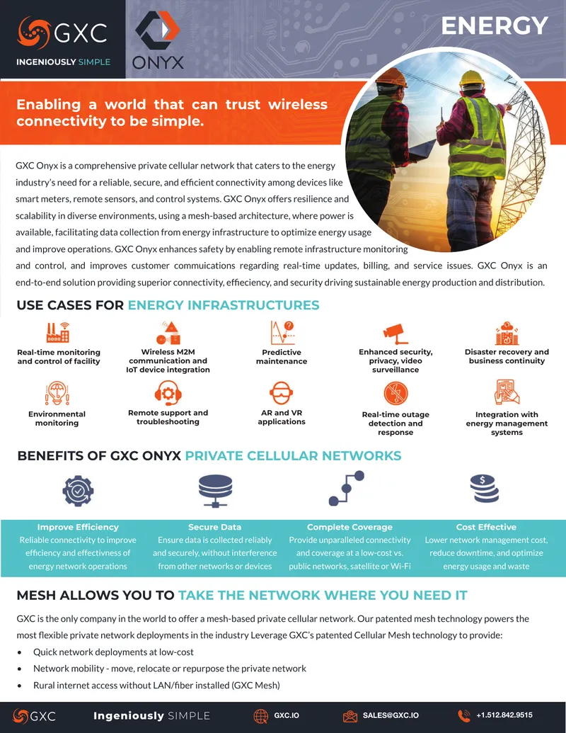 GXC Onyx Private Cellular Network Overview