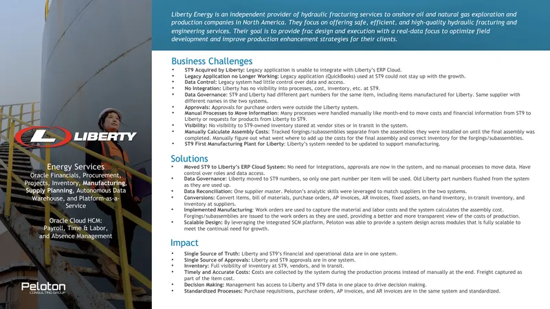 Integration of ST9 into Liberty's ERP Cloud System