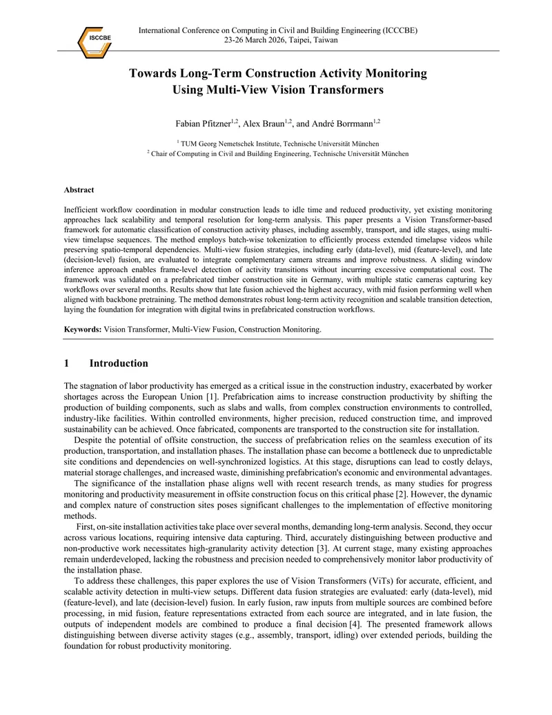 Vision Transformer Framework for Construction Activity Monitoring