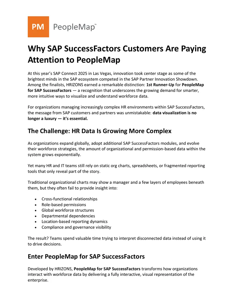 PeopleMap for SAP SuccessFactors Overview