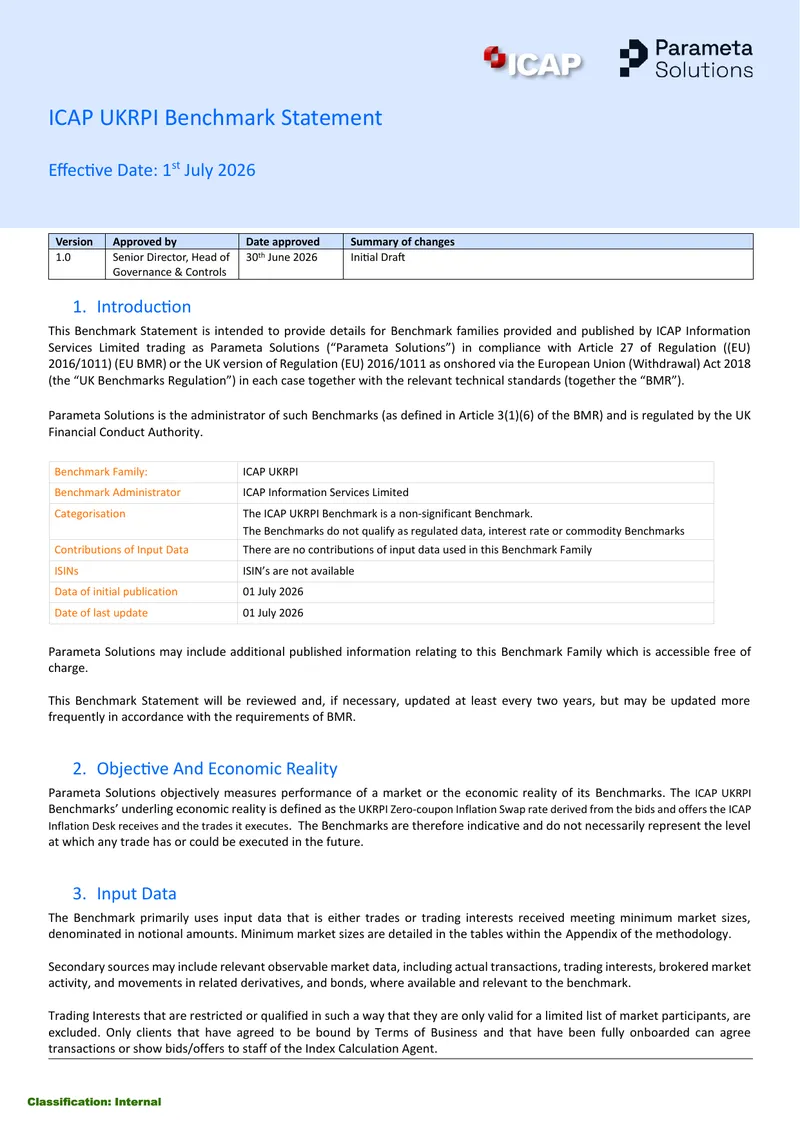 ICAP UKRPI Benchmark Statement Overview
