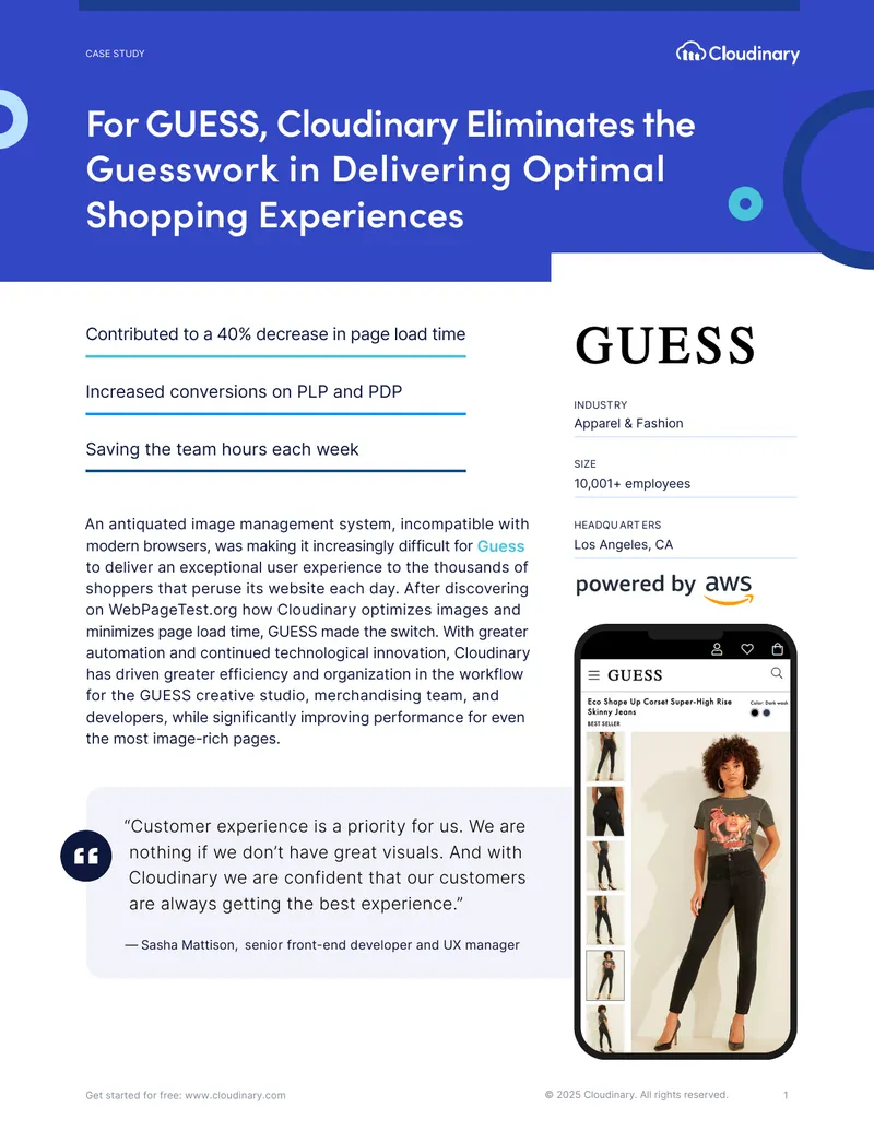 Cloudinary Image Management Solution for GUESS