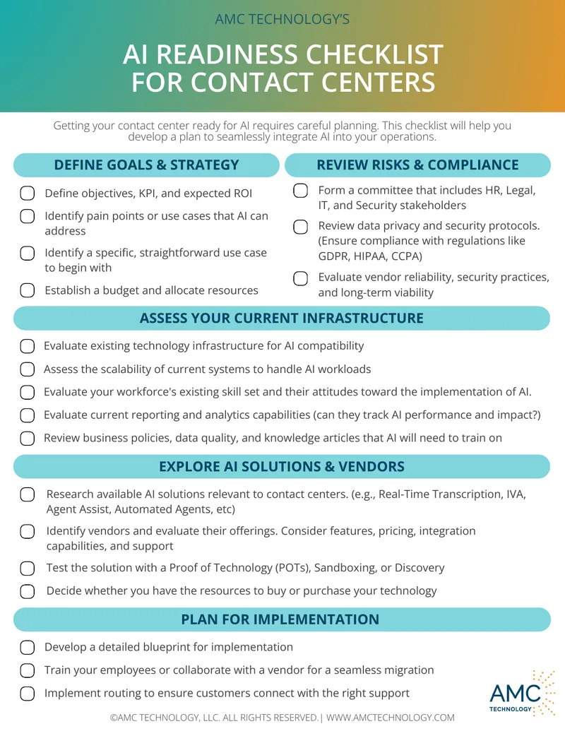 AI Readiness Checklist for Contact Centers