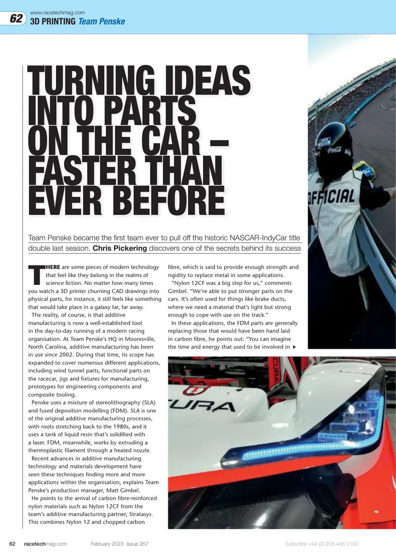 Additive Manufacturing Applications at Team Penske