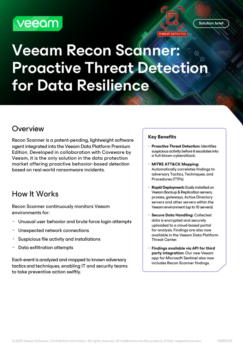 Veeam Recon Scanner Proactive Threat Detection