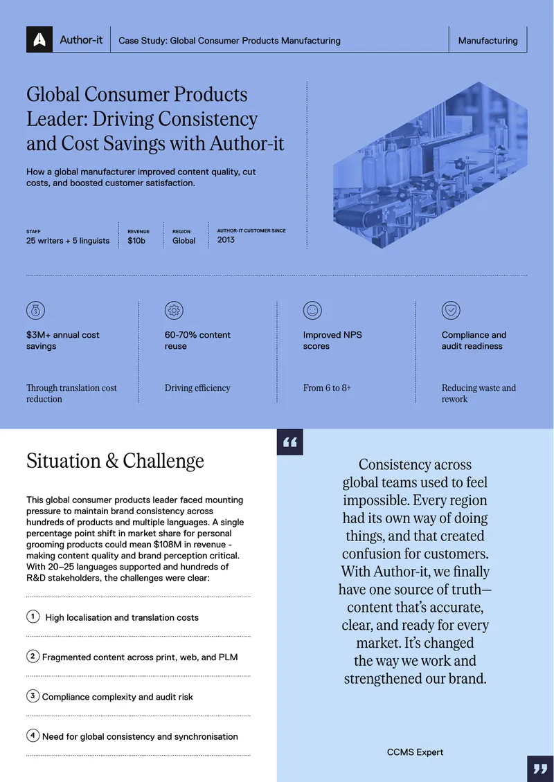 Global Consumer Products Manufacturing Case Study