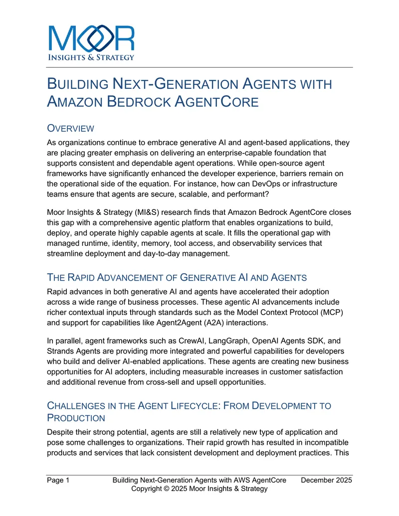 Building Next-Generation Agents with Amazon Bedrock AgentCore