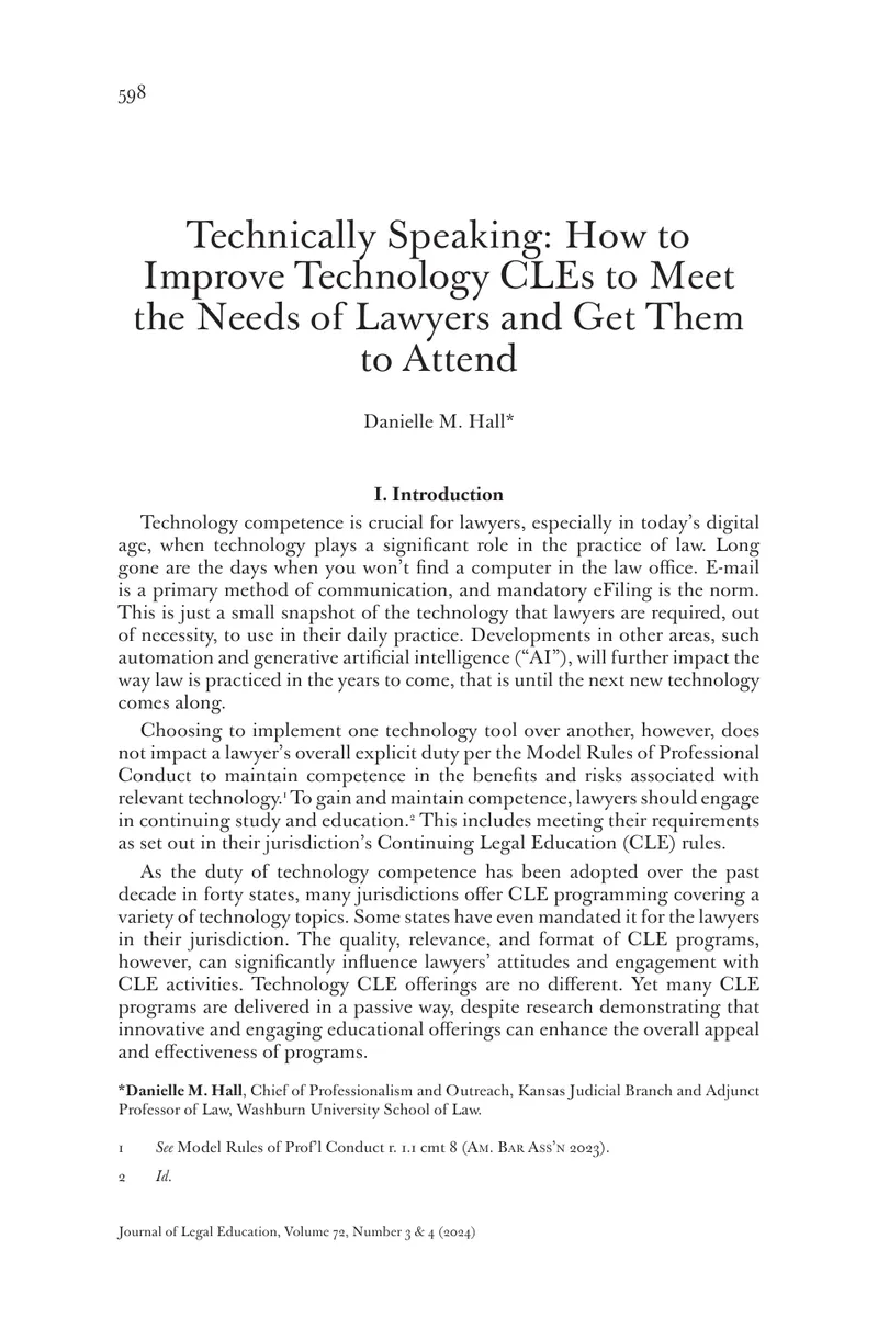 Improving Technology CLEs for Lawyer Competence