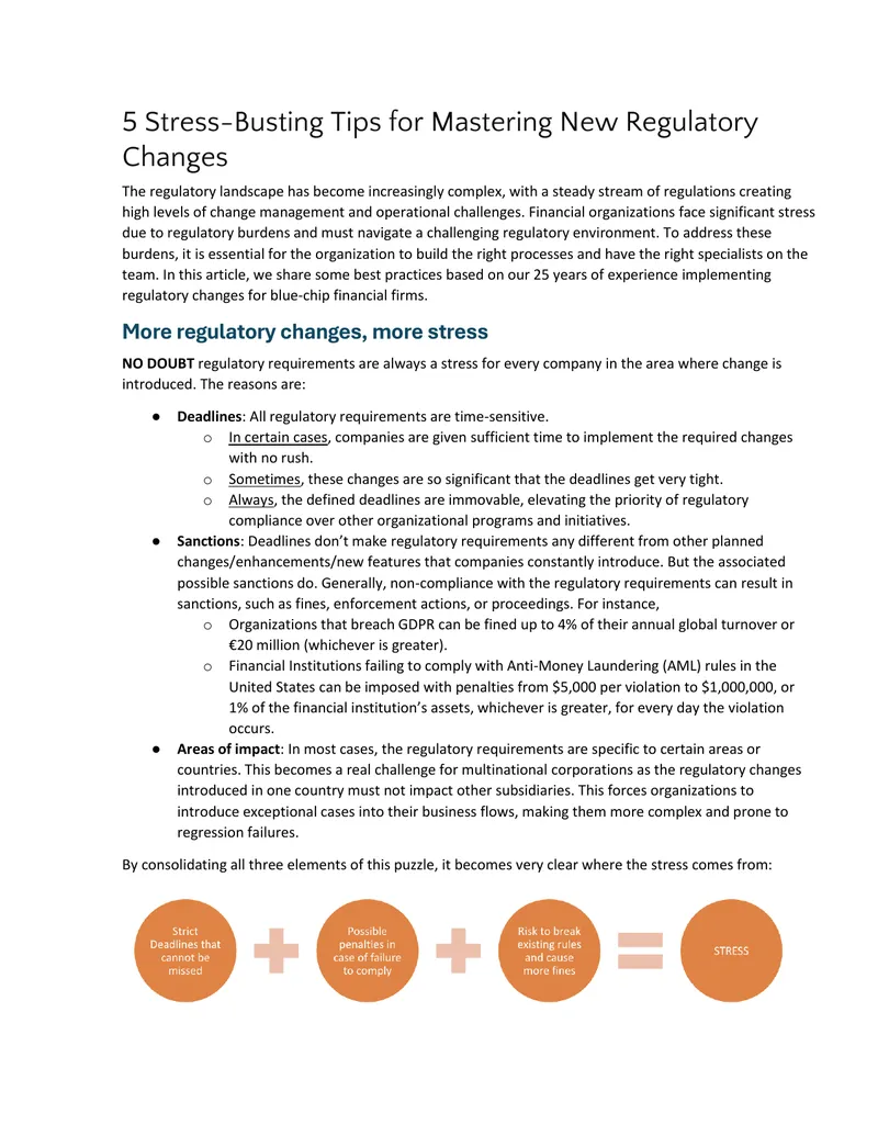 Stress Management Strategies for Regulatory Changes