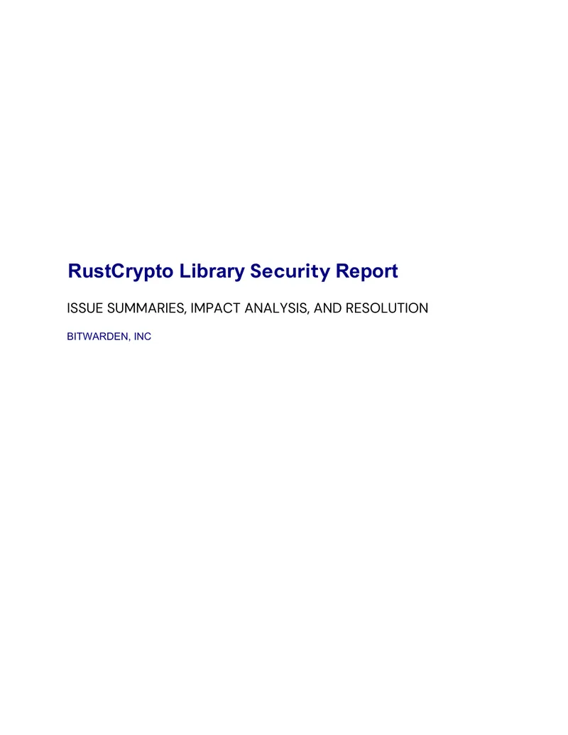 RustCrypto Library Security Report Overview