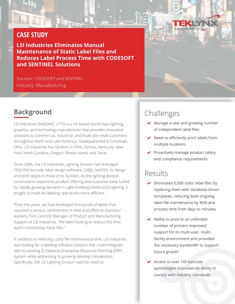 LSI Industries Labeling Process Improvement Case Study