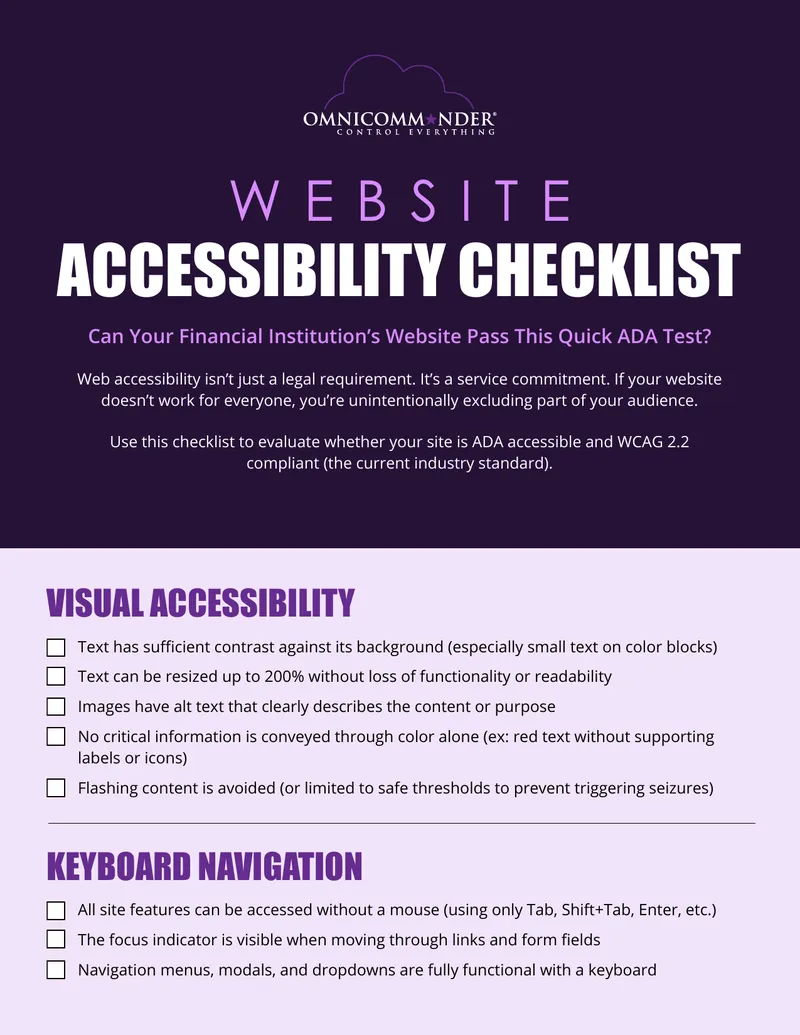 Web Accessibility Checklist for Financial Institutions