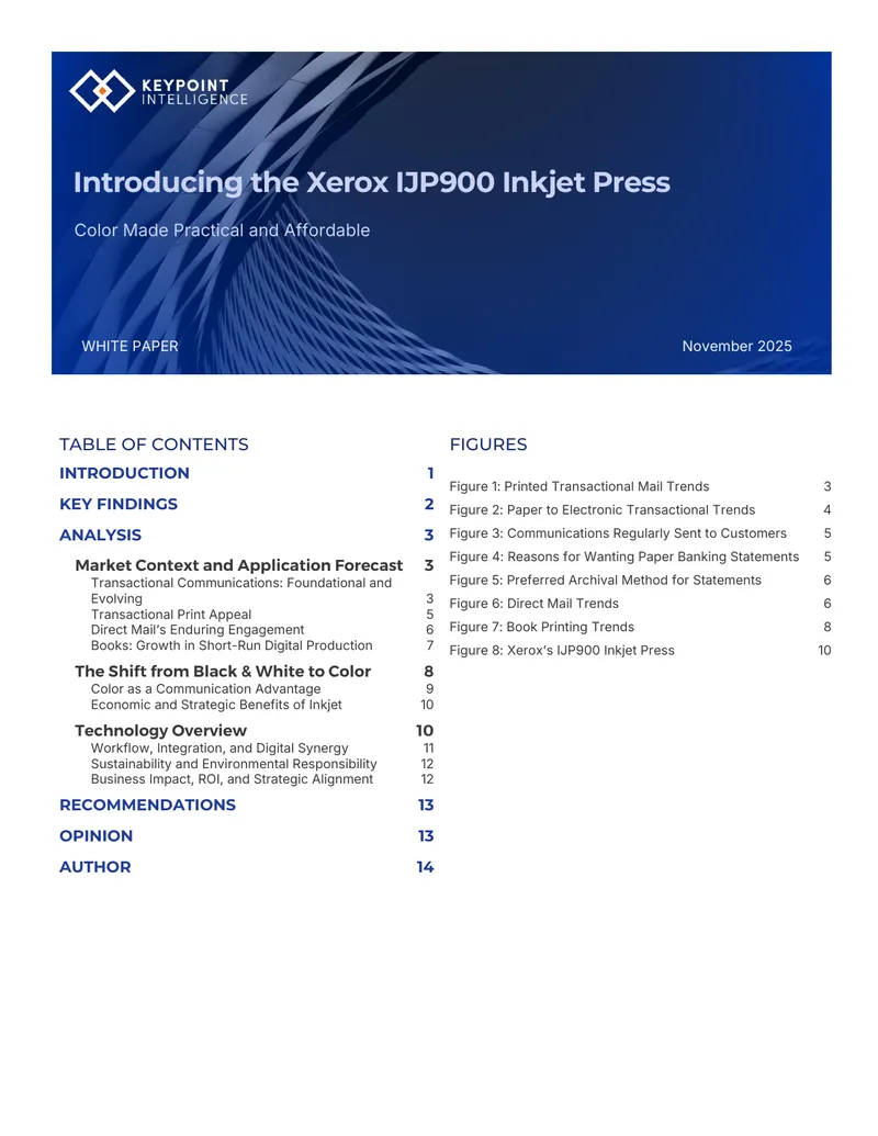 Market Analysis of Xerox IJP900 Inkjet Press