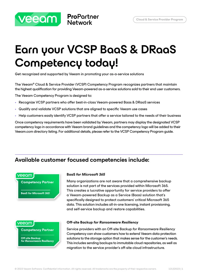 Veeam Cloud & Service Provider Competency Program