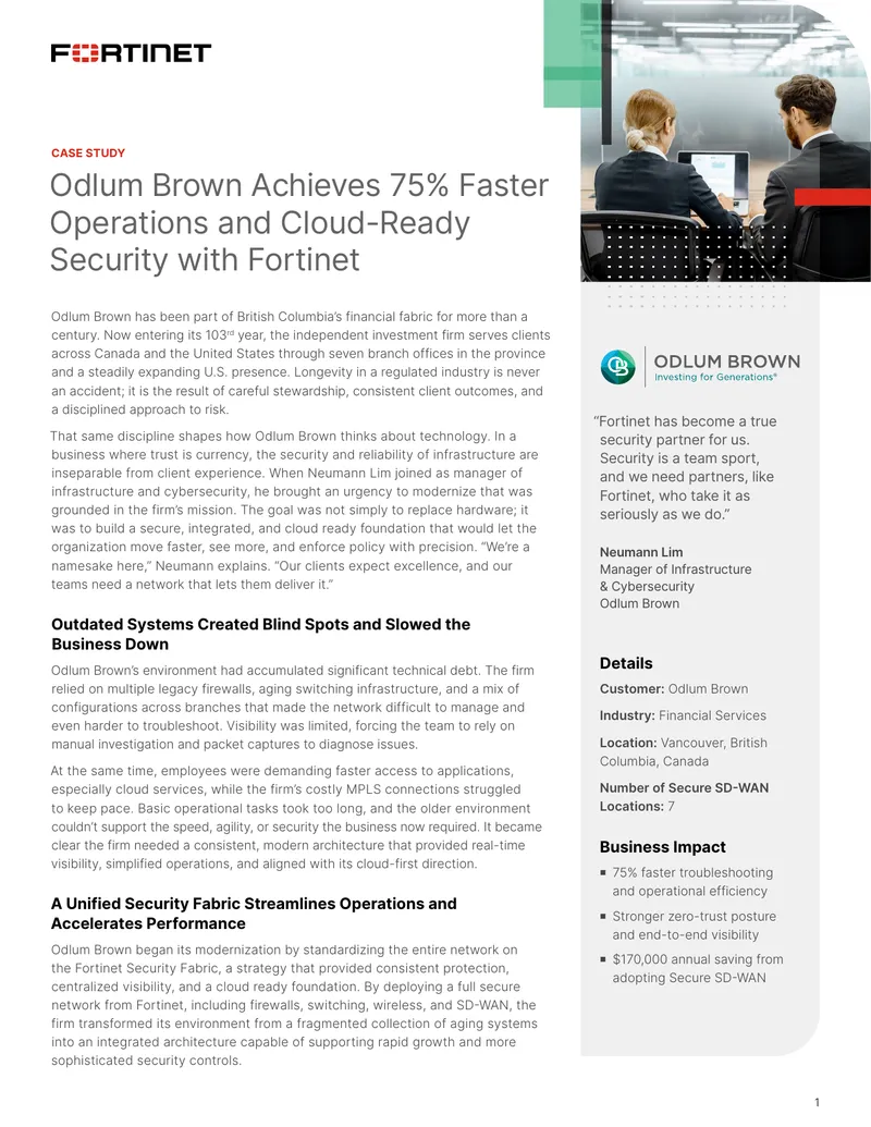 Odlum Brown Case Study on Fortinet Security Solutions