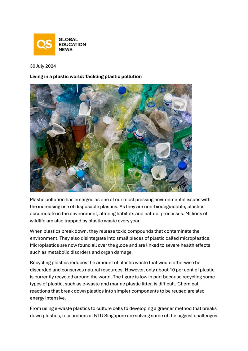 Innovative Approaches to Address Plastic Pollution