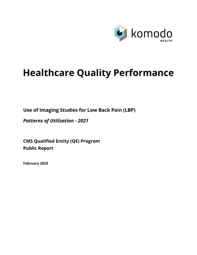 Use of Imaging Studies for Low Back Pain Utilization Report