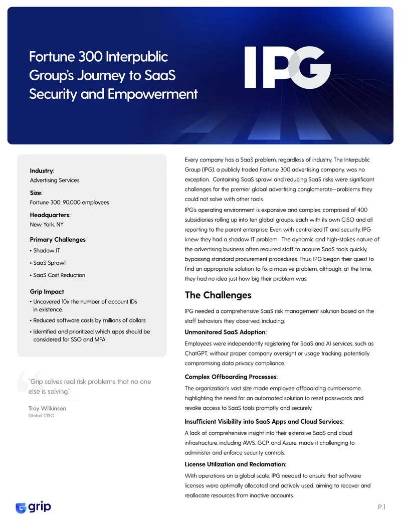 Interpublic Group SaaS Security Implementation Case Study