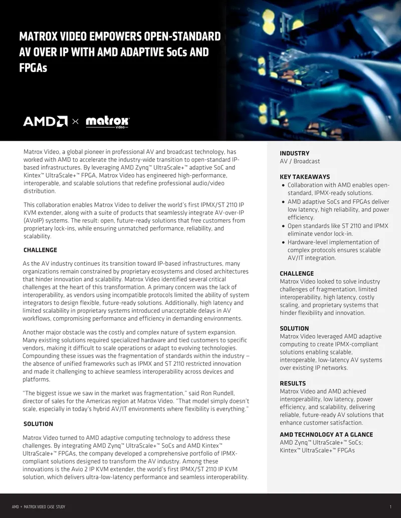 Matrox Video and AMD Collaboration Case Study
