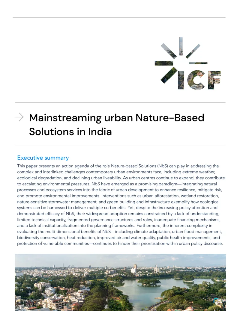 Mainstreaming Urban Nature-Based Solutions in India