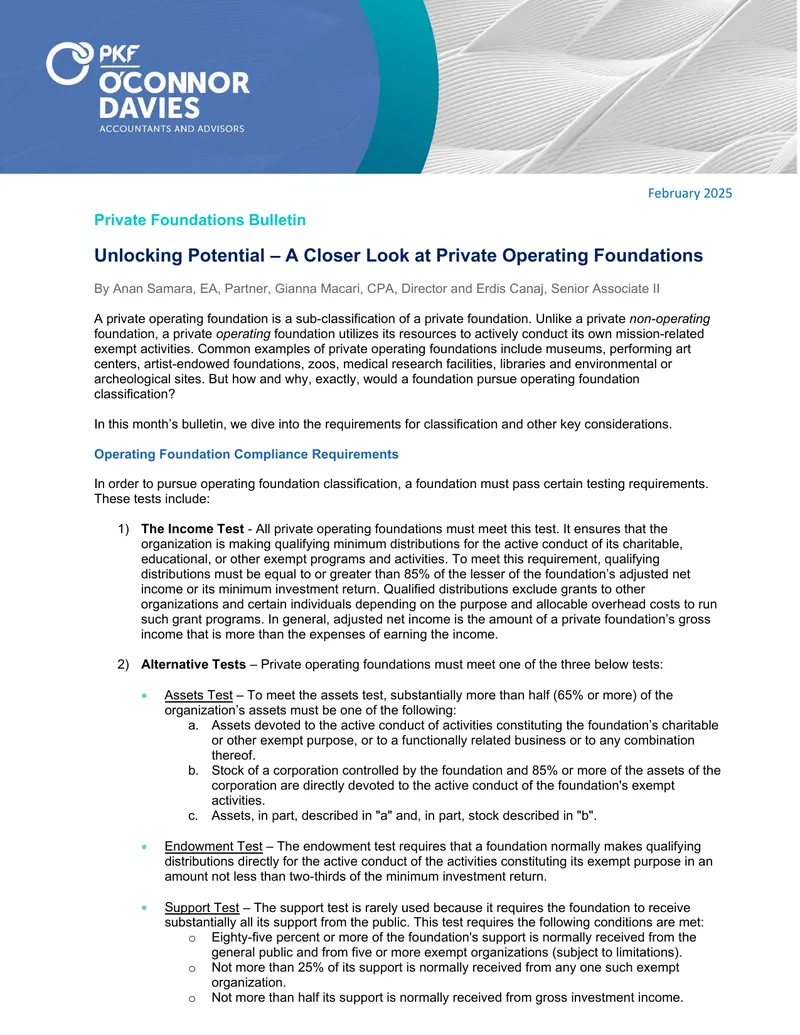 Private Operating Foundations Compliance Requirements