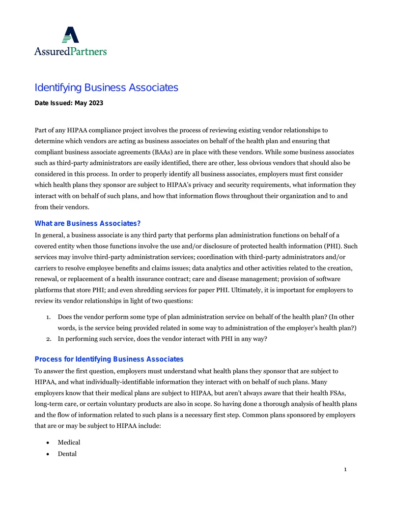 Identifying Business Associates for HIPAA Compliance
