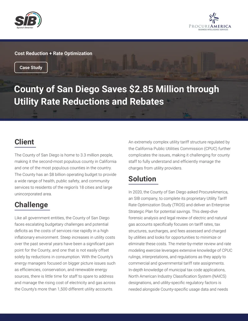 County of San Diego Utility Rate Optimization Case Study