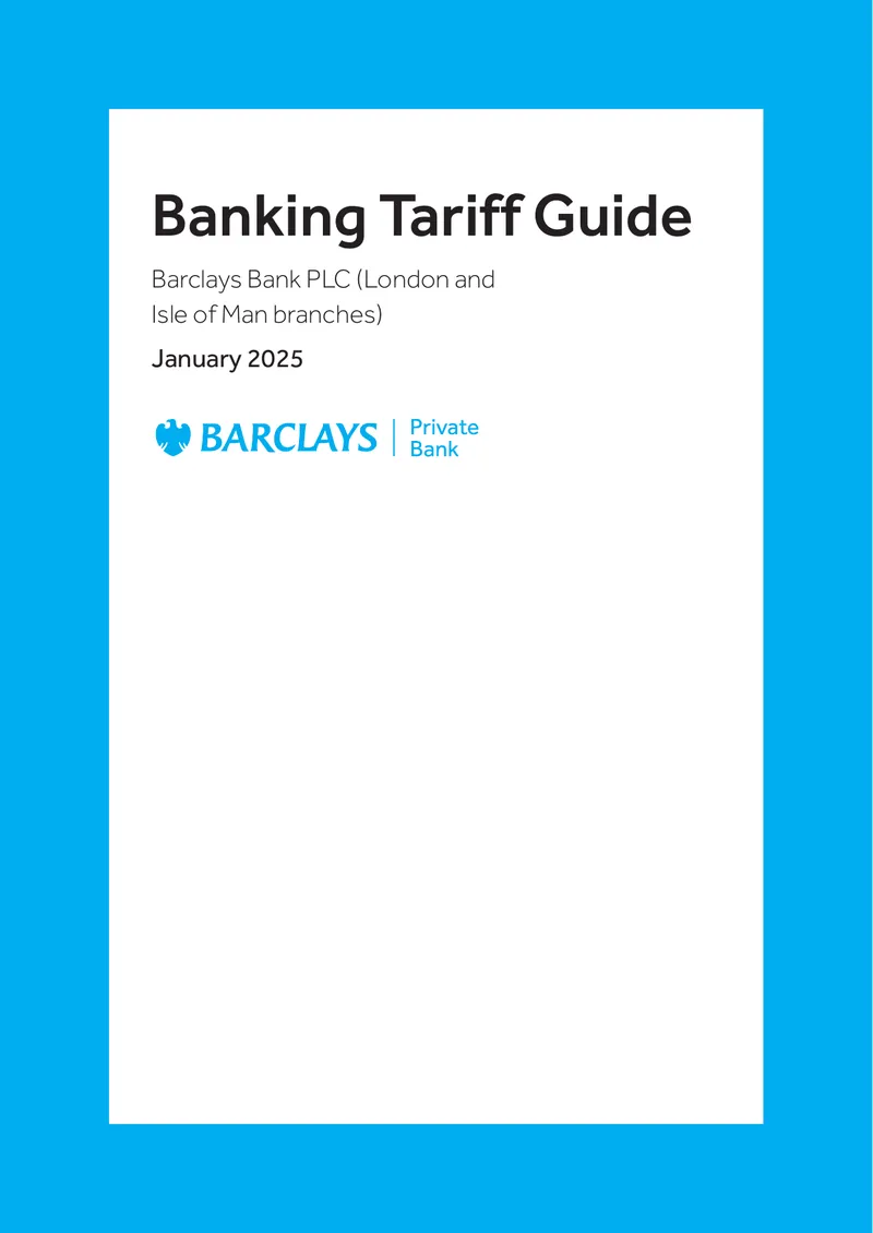 Banking Tariff Guide for Barclays Bank