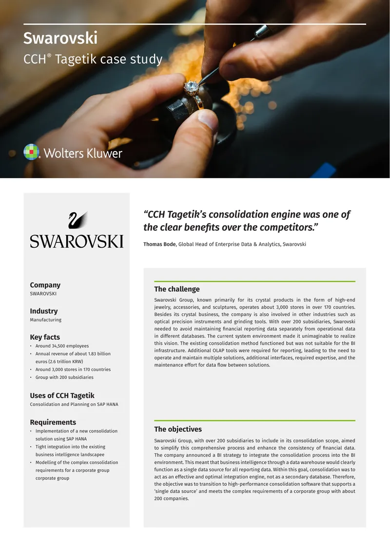 Swarovski CCH Tagetik Implementation Case Study