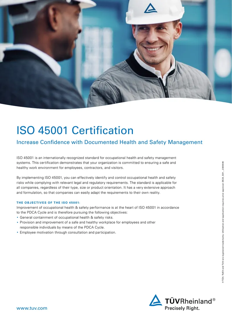 ISO 45001 Certification for Health and Safety Management