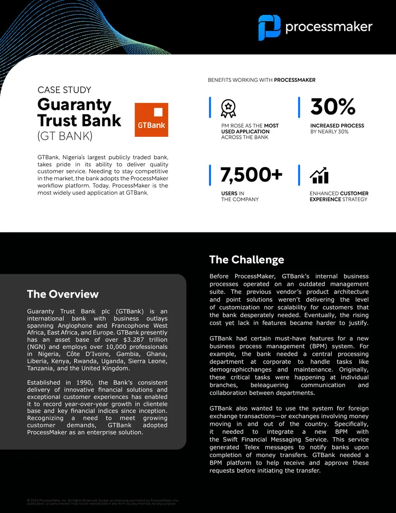 Guaranty Trust Bank ProcessMaker Case Study