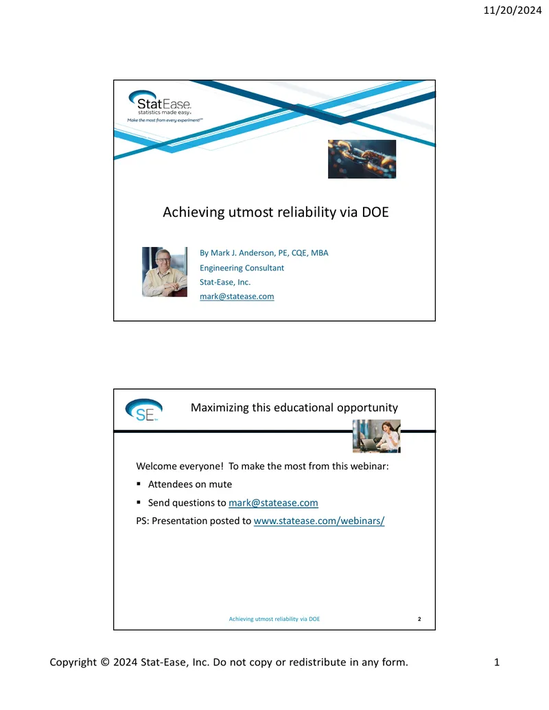 Achieving Reliability Through Design of Experiments