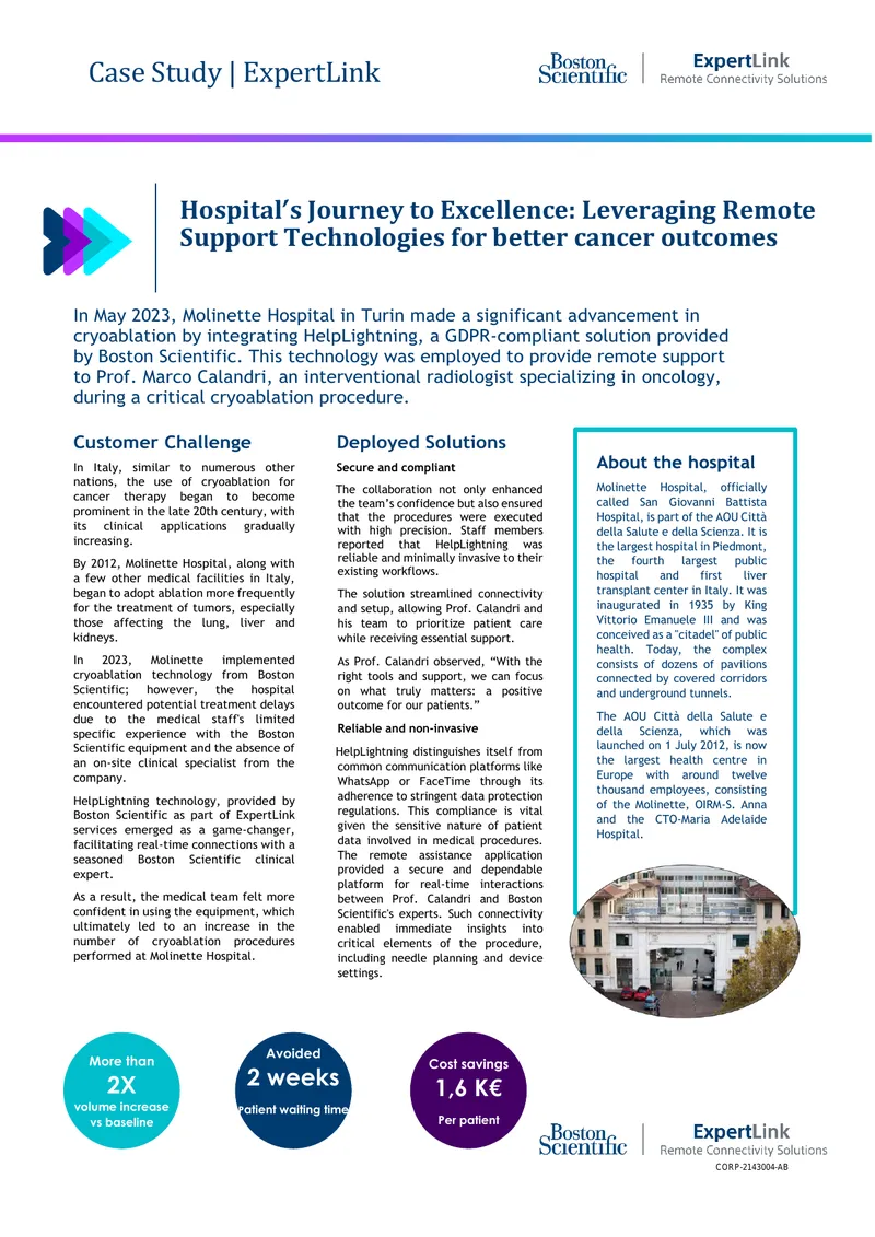 Molinette Hospital's Implementation of Remote Support Technologies