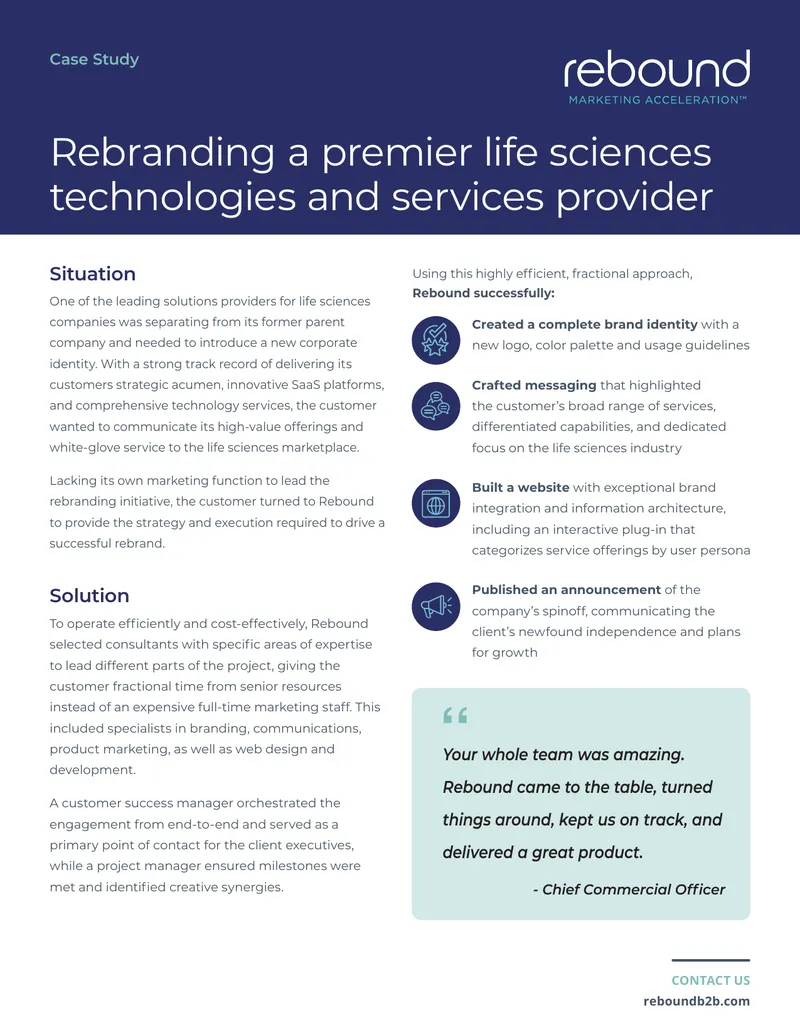 Rebranding Strategy for Life Sciences Provider