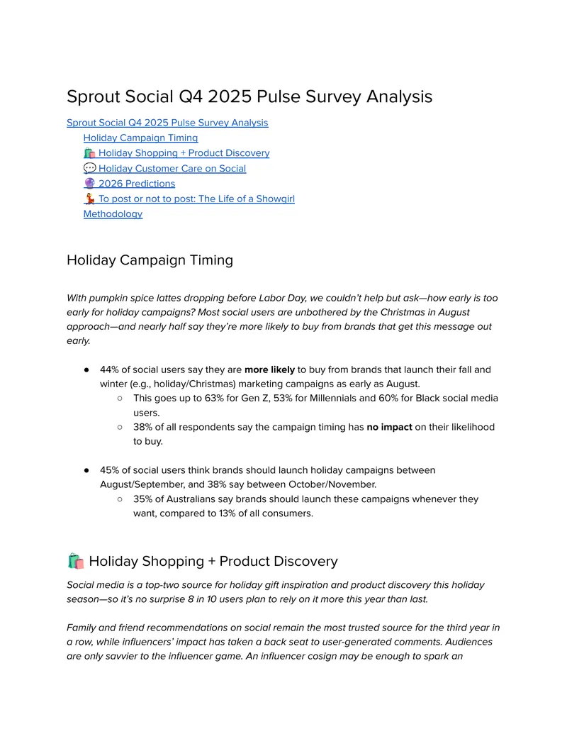 Sprout Social Q4 2025 Pulse Survey Analysis preview page 1