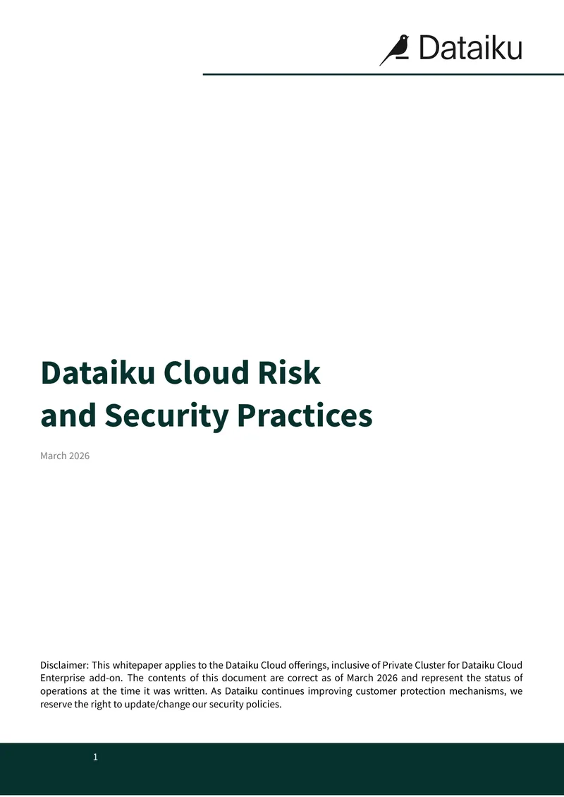 Dataiku Cloud Risk and Security Practices preview page 1