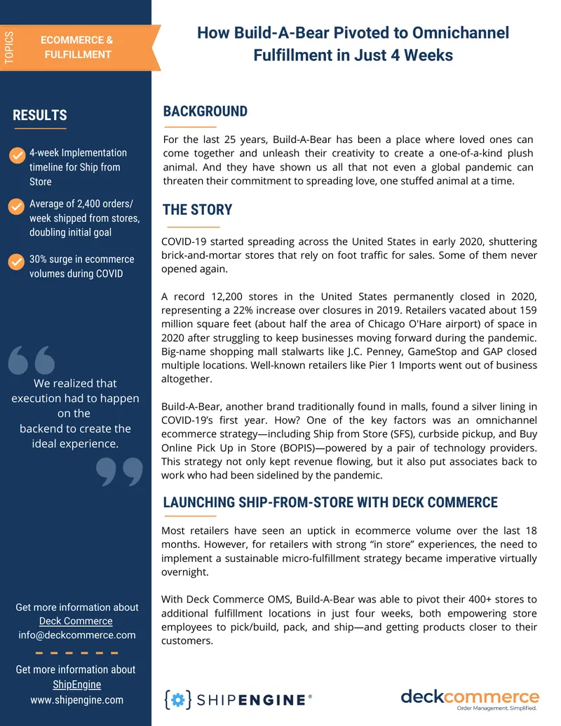 Build-A-Bear Omnichannel Fulfillment Strategy Implementation