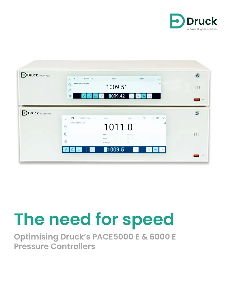 Optimising Druck PACE5000 E and 6000 E Pressure Controllers